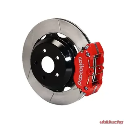 Willwood Dynapro Rear Brake Kit for OE Parking Brake, Drilled and Slotted Rotor - Red Caliper - Subaru Impreza WRX 1999-2010 - 140-7006-R