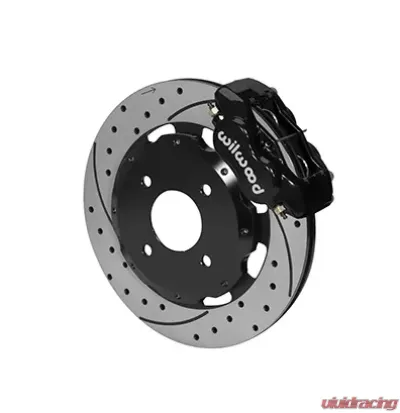 Willwood Forged Dynalite Big Brake Front Brake Kit, Drilled and Slotted Rotor - Black Caliper - Mitsubishi Lancer 2002 - 140-7015-D