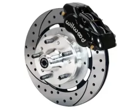 Willwood Forged Dynalite Big Brake Front Brake Kit, Drilled and Slotted Rotor - Black Caliper - Ford Mustang 1971-1980