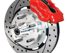 Willwood Forged Dynalite Big Brake Front Brake Kit, Drilled and Slotted Rotor -Red Caliper - Ford Mustang 1971-1980