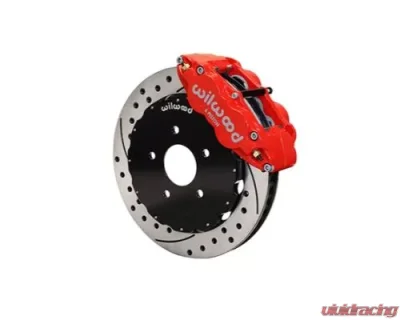 Wilwood Forged Narrow Superlite 6R Big Brake Front Brake Kit, Drilled and Slotted Rotor - Red - Nissan 350Z | Infinity G35 2003-2009 - 140-9190-DR