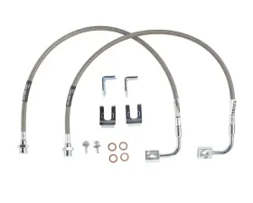 Rubicon Express JK Front Brake Line Set 24 Inch W/Install Kit Stainless Steel 07-18 Jeep Wrangler JK/JKU