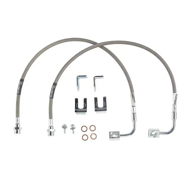Rubicon Express YJ Front Brake Line Set 28 inch Stainless Steel 87-95 Wrangler YJ - RE1555