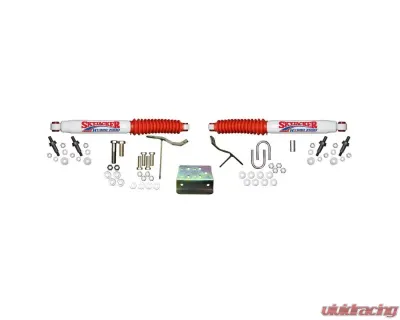 Skyjacker Steering Stabilizer Dual Kit w/ Pr. Hydro 7000 Steering Stabilizers w/ Red Boots Mounting Brackets - 7239