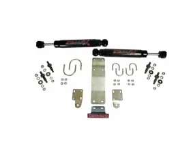 Skyjacker Steering Stabilizer Dual Kit w/ Black Max Steering Dampers Brackets Hardware Use w/ OEM Diameter Tie Rod Black