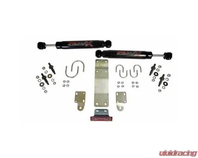 Skyjacker Steering Stabilizer Dual Kit w/ Black Max Steering Dampers Brackets Hardware Use w/ OEM Diameter Tie Rod Black - 8204