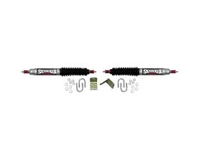 Skyjacker Steering Stabilizer Dual Kit w/ OEM Location Silver w/ Black Boots