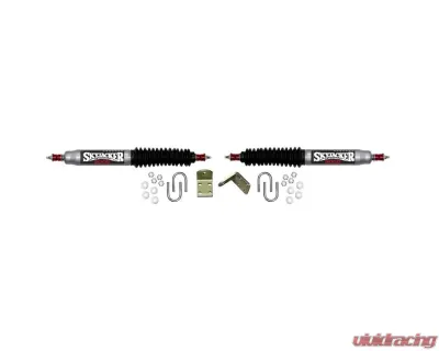 Skyjacker Steering Stabilizer Dual Kit w/ OEM Location Silver w/ Black Boots - 9210