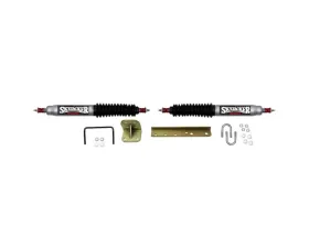 Skyjacker Steering Stabilizer Dual Kit w/o OEM Location Silver w/ Black Boots