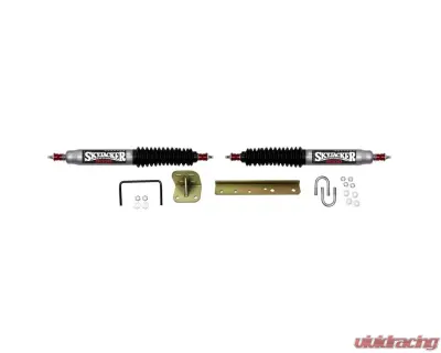 Skyjacker Steering Stabilizer Dual Kit w/o OEM Location Silver w/ Black Boots - 9240