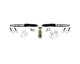 Skyjacker Steering Stabilizer Dual Kit For Use w/ 3 3/4 Inch Axle Tube Silver w/ Black Boots