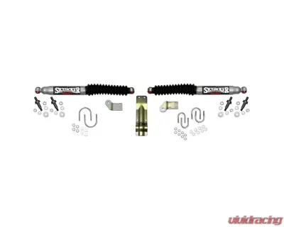 Skyjacker Steering Stabilizer Dual Kit For Use w/ 3 3/4 Inch Axle Tube Silver w/ Black Boots - 9270