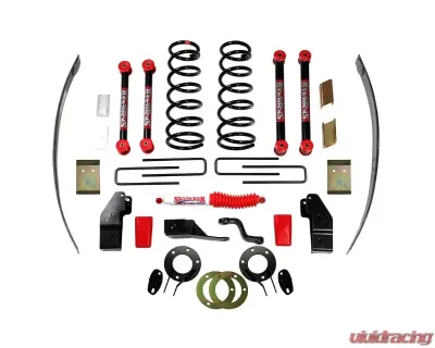 Skyjacker Standard Class 2 Lift Kit 5 Inch Lift w/Front Coil Spring Pitman Arm Bump Stop Rear Add-A-Leaf U Bolt Skid Plate Dual Shock Bracket Steering Stabilizer Dodge Ram 1500 1994-1999 - D502K