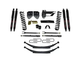 Skyjacker Suspension Lift Kit w/Shock 4 Inch Lift w/Front Coil Springs Rear Leaf Springs Adjustable 4-Links Black MAX 8500 Shocks Ford F-250 | F-350 Super Duty Gas 2017-2019