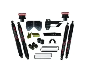 Skyjacker Lift Kit 4 Inch Lift w/Metal Front Coil Spring Spacer Front/Rear Black Max Shocks Track Bar/Radius Arm/Steering Stab. Relocation Brackets Rear Block/U-Bolts Ford F-350 Super Duty 2017-2019