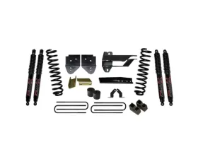 Skyjacker Suspension Lift Kit w/Shock 4 Inch Lift w/Front Coil Springs Bump Stop Spacers Relocation Brackets Rear Lift Blocks U-Bolts Black Max 8500 Shocks Ford F-250 Super Duty 2017-2019