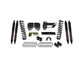 Skyjacker Suspension Lift Kit w/Shock 4 Inch Lift w/Front Coil Springs Bump Stop Spacers Relocation Brackets Rear Lift Blocks U-Bolts Black Max 8500 Shocks Ford F-350 Super Duty 2017-2019