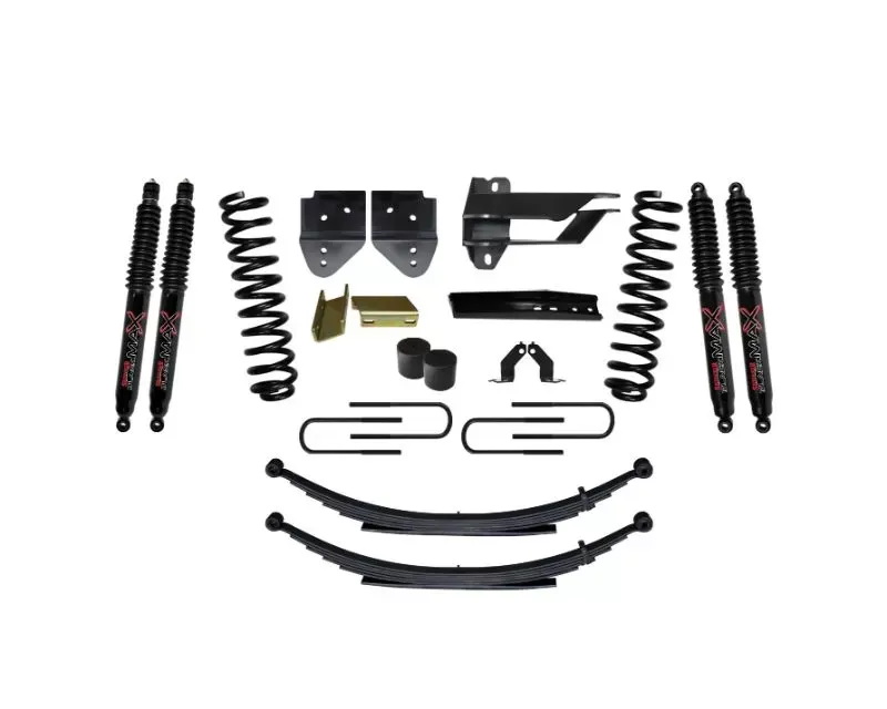Skyjacker Suspension Lift Kit w/Shock 4 Inch Lift w/Front Coil Springs Rear Leaf Springs Black MAX 8500 Shocks Ford F-250 | F-350 Super Duty Diesel 2017-2019 - F17451KS-B