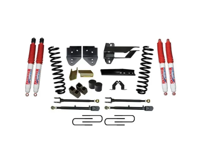 Skyjacker Suspension Lift Kit w/Shock 4 Inch Lift w/Adjustable 4-Links w/Front Coil Springs Blocks U-Bolts Bump Stop Spacers Upper/Lower Radius Arms Nitro 8000 Shocks Ford F-350 Super Duty 2017-2019 - F174524K3-N
