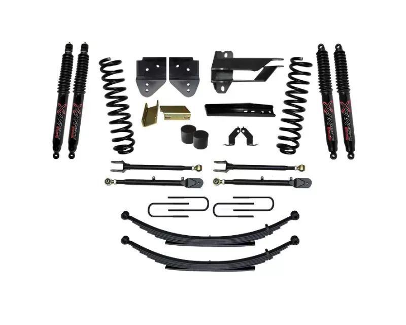 Skyjacker Suspension Lift Kit w/Shock 4 Inch Lift w/Front Coil Springs Rear Leaf Springs Adjustable 4-Links Black MAX 8500 Shocks Ford F-250 | F-350 Super Duty Diesel 2017-2019 - F174524KS-B