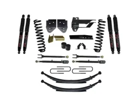 Skyjacker Suspension Lift Kit w/Shock 4 Inch Lift w/Front Coil Springs Rear Leaf Springs Adjustable 4-Links Black MAX 8500 Shocks Ford F-250 | F-350 Super Duty Diesel 2017-2019
