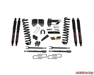 Skyjacker Suspension Lift Kit w/Shock 6 Inch Lift w/Adjustable 4-Links w/Front Coil Springs U-Bolts Bump Stop Spacers Radius Arms Lowering Brackets Black Max 8500 Shocks Ford F-350 Super Duty 2017-2019 - F176524K3-B
