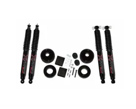 Skyjacker Suspension Lift Kit w/ Shock Black MAX Shocks 2 Inch Lift w/ Front | Rear 2 Inch Polyurethane Coil Spring Spacers w/ Bump Stop Spacers Jeep Wrangler JK 2007-2018