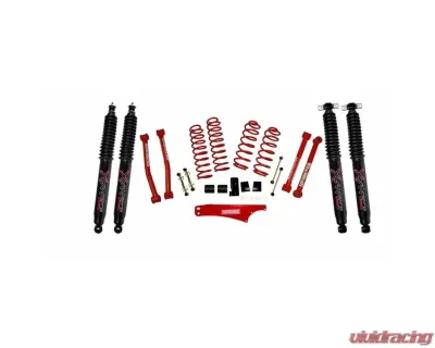 Skyjacker Suspension Lift Kit w/Shock Black MAX Shocks 2.5-3.5"Inch Lift w/Rear Track Bar Brace Front & Rear Springs Classic Red Powder Coated Jeep Wrangler JK 2007-2018 - JK2501KCR-B