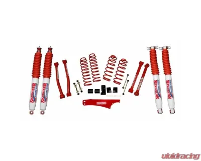 Skyjacker Suspension Lift Kit w/Shock 2.5-3.5"Inch Lift w/Rear Track Bar Brace Front & Rear Springs Classic Red Powder Coated Jeep Wrangler JK 2007-2018 - JK2501KCR-H