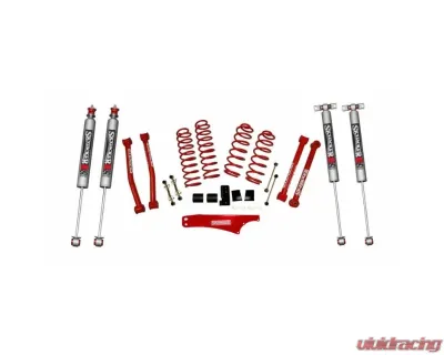 Skyjacker Suspension Lift Kit w/Shock M95 Performance Shocks 2.5-3.5"Inch Lift w/Rear Track Bar Brace Front & Rear Springs Classic Red Powder Coated Jeep Wrangler JK 2007-2018 - JK2501KCR-M
