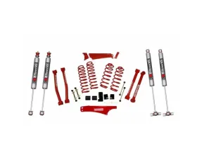 Skyjacker Suspension Lift Kit w/Shock M95 Performance Shocks 4 - 5 Inch Lift w/Front/Rear Track Bar Brace Front/Rear Springs Lower Links Brake Line Bracket Red Powder Coated Jeep Wrangler JK 2007-2018