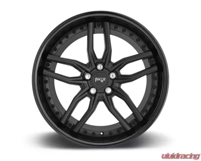 Niche M194 Methos Satin Black w/ Gloss Black Lip 1-Piece Cast Wheel 19x8.5 5x114.3 35mm - M194198565+35