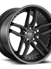 Niche M194 Methos Satin Black w/ Gloss Black Lip 1-Piece Cast Wheel 19x8.5 5x114.3 35mm                                     - M194198565+35 - Image 2