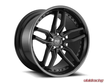 Niche M194 Methos Satin Black w/ Gloss Black Lip 1-Piece Cast Wheel 19x8.5 5x114.3 35mm - M194198565+35