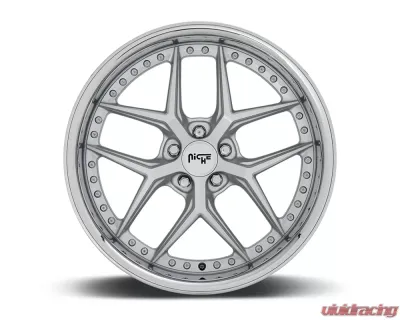 Niche M225 Vice Silver w/ Chrome Lip 1-Piece Cast Wheel 20x10.5 5x120 35mm - M225200521+35