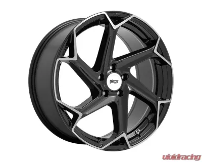 Niche 1PC M255 Flash Wheel 20x9 5X112 27mm Gloss Black Brushed - M255209044+27