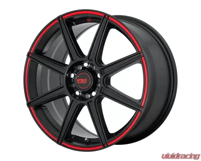 Motegi MR142 CS8 Wheel 17x7 4x4x100/4x108 +40mm Satin Black w/Red Stripe - MR14277008940