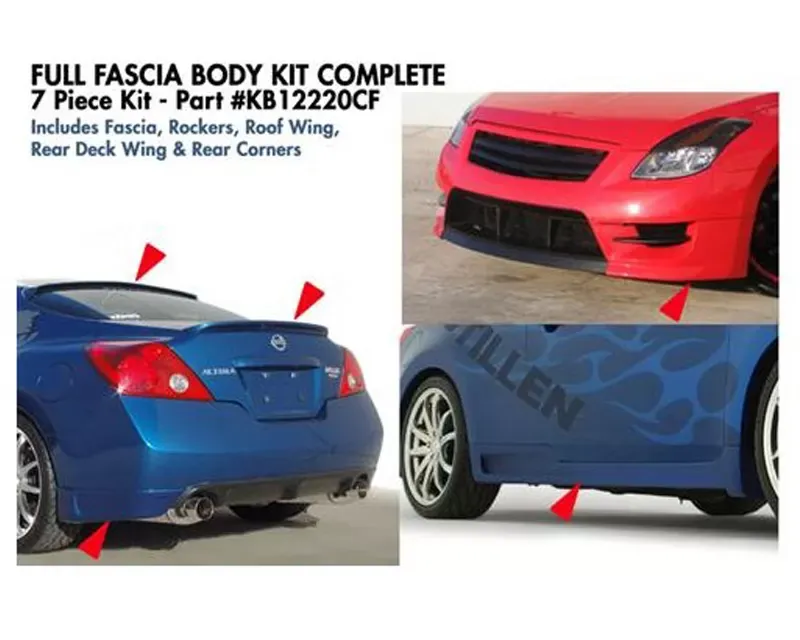 Stillen Complete 7-Piece Body Kit with Fascia Roof & Deck Wing Nissan Altima Coupe 2008-2009 - KB12220CF
