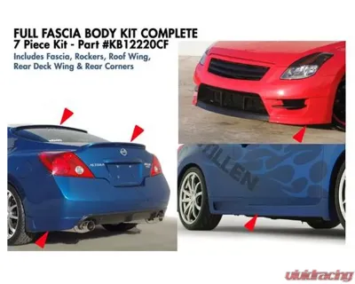 Stillen Complete 7-Piece Body Kit with Fascia Roof & Deck Wing Nissan Altima Coupe 2008-2009 - KB12220CF