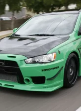 Seibon TS-Style Carbon Fiber Hood Mitsubishi Lancer Evolution | Ralliart 2008-2015                                     - HD0809MITEVOX-TS - Image 4