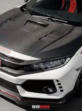 Seibon TS-Style Carbon Fiber Hood Honda Civic Type-R 2017-2021                                     - HD17HDCVR-TS - Image 9