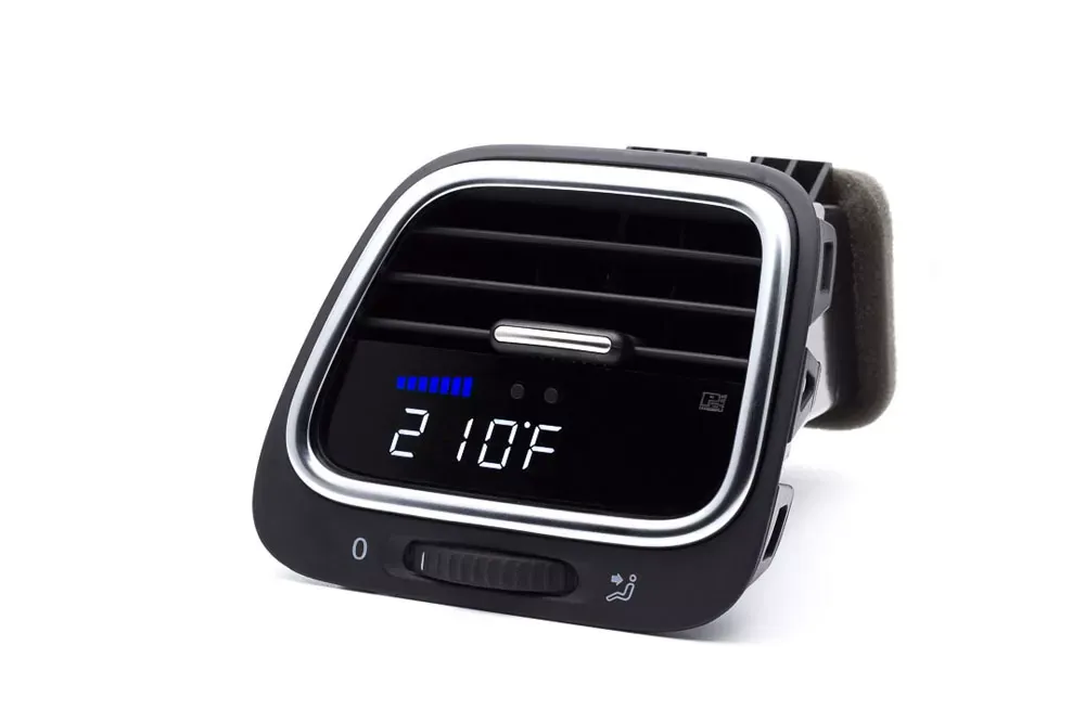 P3 V3 OBD2 - VW EOS / Scirocco Gauge 2007-2017 RHD, Scirocco R, Blue Bars | White Digits, Pre-Installed in OEM Vent Silver Trim - R3P3VSR3+V