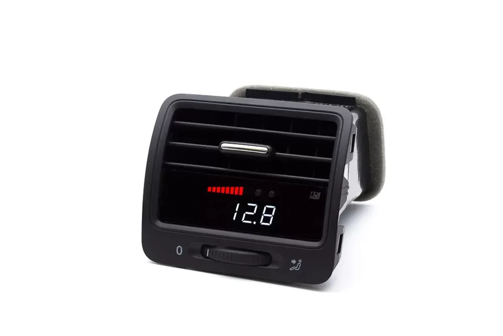 P3 Analog Gauge - VW MK5 2005-2009 RHD, Red Bars | White Digits, Pre-Installed in OEM Vent - RAP3VGT5+V