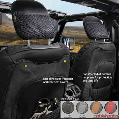 Smittybilt Black/Charcoal Gen2 Neoprene Seat Cover Set Jeep Wrangler JL 4-Door 18-20 - 577122