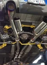 Motordyne True Dual X Pipe Exhaust System w/ 4.5" Blue Rolled Tips Infiniti G35 03-08                                     - MD-004/008 - Image 3