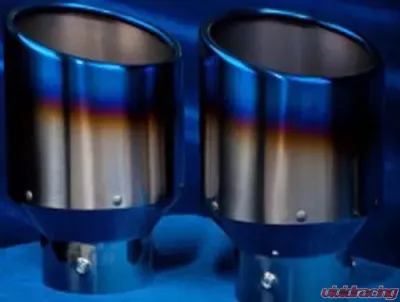 Motordyne True Dual X Pipe Exhaust System With 4.5" Blue Rolled Tips Infiniti G35 2003-2007 - MD-004-02/008