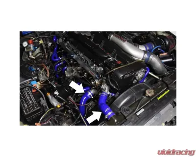 HPS Performance Products Red Silicone Radiator Hose Kit for 1989-1994 Nissan Skyline GTR R32 RB26DETT - 57-1729-RED