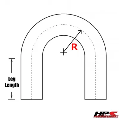 HPS Performance Products High Temp 1.5" ID 4-ply Silicone 180 Degree U Bend Elbow Coupler Hose Black - HTSEC180-150-BLK