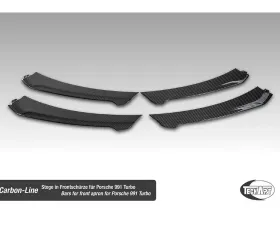 TechArt Air Intake Grill Trim Bars Glossy Carbon Fiber 4 Pack for Porsche 991 Turbo S 2013-2016