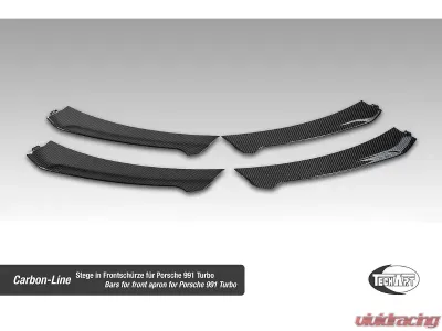 TechArt Air Intake Grill Trim Bars Glossy Carbon Fiber 4 Pack for Porsche 991 Turbo S 2013-2016 - 091.121.184.009G